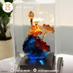 Quà tặng sếp nữ - Chậu hoa sen dát vàng 24k