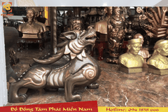 Tượng Nghê phong thủy bằng đồng đỏ nguyên khối