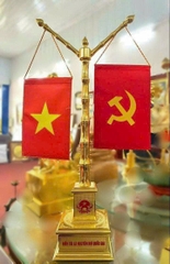 Quà tặng để bàn - Cột cờ đốt trúc mạ vàng 24k
