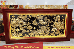 Tranh Cửu Ngư Quần Hội dát vàng sắc nét, tinh xảo tuyệt đẹp
