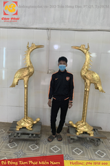 Đôi hạc thờ cúng bằng đồng đỏ cao 1.75m chất lượng hoàn hảo