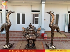 Đôi hạc thờ cúng bằng đồng đỏ cao 1.75m chất lượng hoàn hảo
