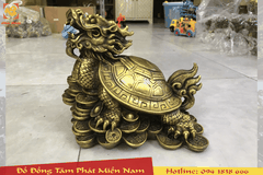 Tượng Long Quy Bát Quái Bằng Đồng Vàng