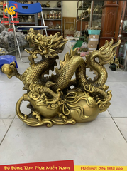 Tượng Rồng Cuộn Phong Thủy Tài Lộc Bằng Đồng Mạ Vàng