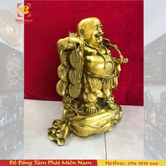 Tượng đồng Phật Di Lặc đứng trên bị tiền đủ kích thước 17cm, 21cm, 40cm
