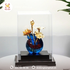 Quà tặng sếp nữ - Chậu hoa sen dát vàng 24k