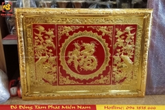 Tranh Đồng chữ Phúc Hóa Rồng khung đồng mạ vàng 24K