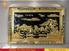 Tranh Mã Đáo Thành Công khung đồng mạ vàng 24K nền đen kích thước 1m2x1m7