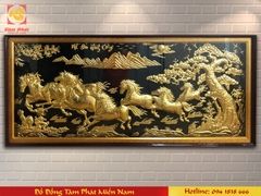 Tranh Mã Đáo Thành Công dát vàng 9999 khung gỗ Hương