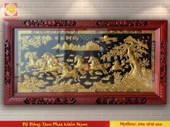 Tranh Mã Đáo Thành Công dát vàng 9999 khung gỗ Hương