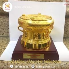 Quà tặng trống đồng lưu niệm mạ vàng 24k