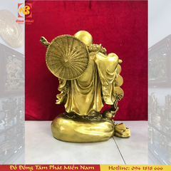 Tượng đồng Phật Di Lặc đứng trên bị tiền đủ kích thước 17cm, 21cm, 40cm
