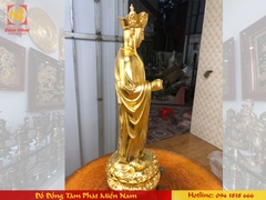 Tượng Địa Tạng Vương Bồ Tát bằng đồng mạ vàng cao 60cm