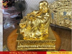 Tượng đồng Phật Di Lặc mạ vàng cao 20cm rộng 40cm