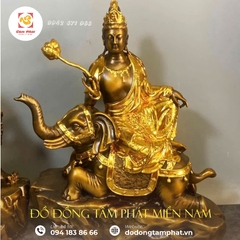 Tượng Văn Thù Phổ Hiền Bồ Tát bằng đồng dát vàng
