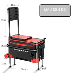 Thùng Câu Đài 36L Chuxian Có Tựa Lưng Và Bánh Xe (Đầy đủ phụ kiện)