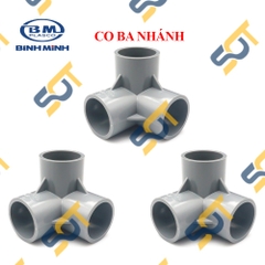 Co Góc Ba Nhánh Nhựa PVC Trơn 21 27 34  - Thương Hiệu Nhựa Bình Minh