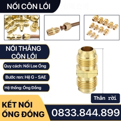 Bộ Nối Hai Đầu Côn Lồi Lã Ống Đồng 6 8 10 12 16mm Cho Điện Lạnh & Khí Nén (Brass Flare Fitting)