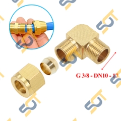 Co Ren Ngoài 3/8 (17), 1 Đầu Ren 1 Đầu Côn Lõm Hạt Bắp NPT Nối Ống Đồng, Ống PU