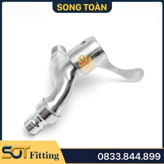 Vòi Hồ Inox 304 Xả Nước Tay Ghép Khóa Gạt 90 Độ - Changu
