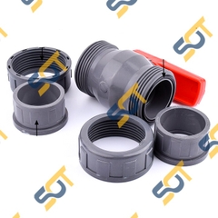 Van 2 Đầu Rắc Co, Khóa Bi Tay Gạt Kết Nối Bằng Rắc Co - Trơn Dán Ống Nhựa PVC
