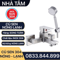 Củ Sen Tắm Nóng Lạnh Inox 304 Vuông, Bộ Củ Sen Tắm Inox 304 Nóng Lạnh Cao Cấp Vuông Lắp Đặt Nhà Tắm