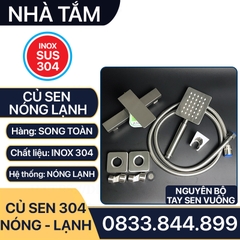 Củ Sen Tắm Nóng Lạnh Inox 304 Vuông, Bộ Củ Sen Tắm Inox 304 Nóng Lạnh Cao Cấp Vuông Lắp Đặt Nhà Tắm