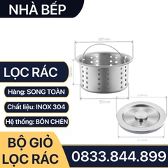 Bộ Giỏ Lọc Rác Inox, Giỏ Lọc Bồn Chén Inox 304 Loại Ngắn Dài