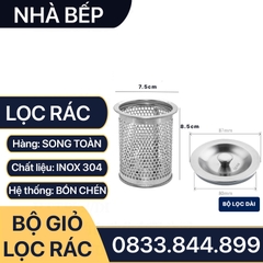 Bộ Giỏ Lọc Rác Inox, Giỏ Lọc Bồn Chén Inox 304 Loại Ngắn Dài