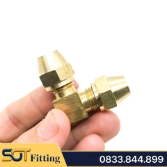 Bộ Nối Co Hai Đầu Côn Lồi Lắp Lã Ống Đồng SAE Phi 6 8 10 12 16mm (Brass Flare Fitting Elbow Connector NPT)