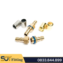 Nối Ống Đực Cái Ren Kèm Đầu Bấm Áo Thau Dây Áp Lực Cao - Đồng Thau