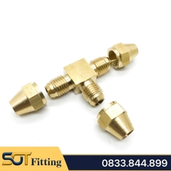 Bộ Nối Tê Ba Đầu Côn Lồi Lắp Lã Ống Đồng SAE Phi 6 8 10 12 16mm (Brass Flare Fitting Elbow Connector NPT)