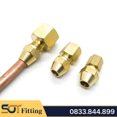 Bộ Nối Thẳng Ren Trong Côn Lồi Lắp Lã Ống Đồng SAE Phi 6 8 10 12 16 19mm (Brass Flare Fitting Female Connector NPT)