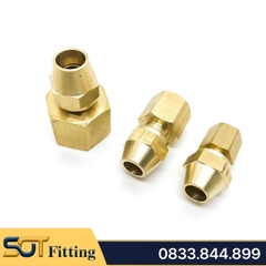 Bộ Nối Thẳng Ren Trong Côn Lồi Lắp Lã Ống Đồng SAE Phi 6 8 10 12 16 19mm (Brass Flare Fitting Female Connector NPT)