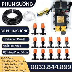 Bộ Phun Sương Máy Bơm Đôi 10 Béc Cam, Bộ Tưới Cây Phun Sương Hạt Mịn