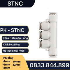 Nối Nhanh Chia 5 Ngã PK Khí Nén STNC Ống 4 6 8 10 12 16 - Màu Trắng (Chính Hãng)