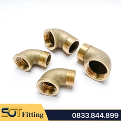 Co Điếu Đúc Khuôn, Cong 90 Độ Ren Trong Ren Ngoài 21 27 34 - Đồng Thau
