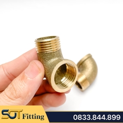 Co Điếu Đúc Khuôn, Cong 90 Độ Ren Trong Ren Ngoài 21 27 34 - Đồng Thau
