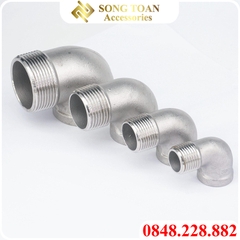 Co Điếu Inox, Co Ren Tron Ren Ngoài Inox 304 13 17 21 27 34 - Inox 304