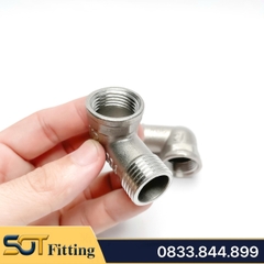 Co Điếu Ren Trong Ren Ngoài 21 / Cút Hợp Kim Inox - Kết Nối 90 Độ