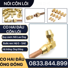 Bộ Nối Co Hai Đầu Côn Lồi Lắp Lã Ống Đồng NPT Phi 6 8 10 12 16mm (Brass Flare Fitting Elbow Connector NPT)