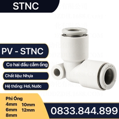 Co Nối Nhanh, Cút Nối Ống PV Hai Đầu Cắm Ống STNC Ống 4 6 8 10 12 16 - Màu Trắng (Chính Hãng)