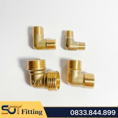 Co Ren Ngoài 2 Đầu, Cút Đồng Ren Góc 90 Độ Bằng Đồng Thau H58 Chuẩn Ren BSP