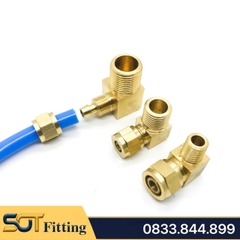 Co Ren Ngoài Đầu Nối Siết Ống Mềm PU 6 8 10 12 - Chất Liệu Đồng Thau