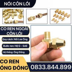 Bộ Nối Co Ren Ngoài Côn Lồi Lắp Lã Ống Đồng NPT Phi 6 8 10 12 16 19mm (Brass Flare Fitting Female Connector NPT)