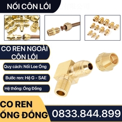 Bộ Nối Co Ren Ngoài Côn Lồi Lắp Lã Ống Đồng NPT Phi 6 8 10 12 16 19mm (Brass Flare Fitting Female Connector NPT)