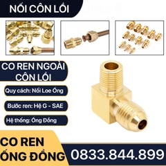 Bộ Nối Co Ren Ngoài Côn Lồi Lắp Lã Ống Đồng NPT Phi 6 8 10 12 16 19mm (Brass Flare Fitting Female Connector NPT)