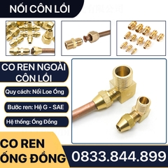 Bộ Nối Co Ren Ngoài Côn Lồi Lắp Lã Ống Đồng NPT Phi 6 8 10 12 16 19mm (Brass Flare Fitting Female Connector NPT)