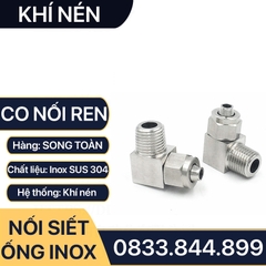 Đầu Nối Co Ren Ngoài Ống Mềm Inox, Nối Co Ren Ngoài Siết Ống Mềm - Inox 304