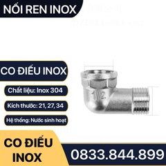 Co Điếu Inox, Co Ren Tron Ren Ngoài Inox 304 13 17 21 27 34 - Inox 304